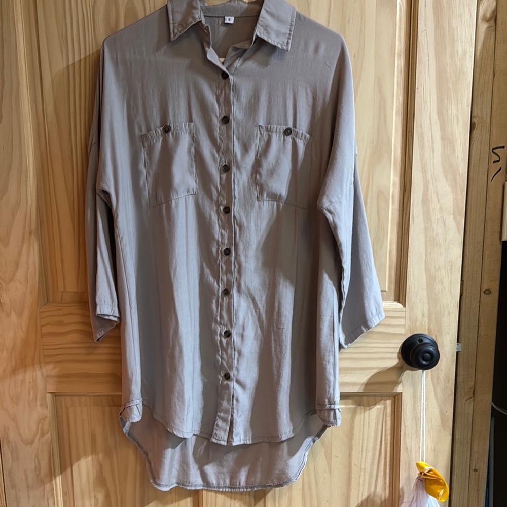 Taupe Button-Up Shirt